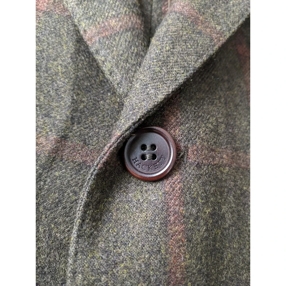 Hackett London Sport Coat Blazer 44R Wool Cashmere Silk Elbow Windowpane Patches